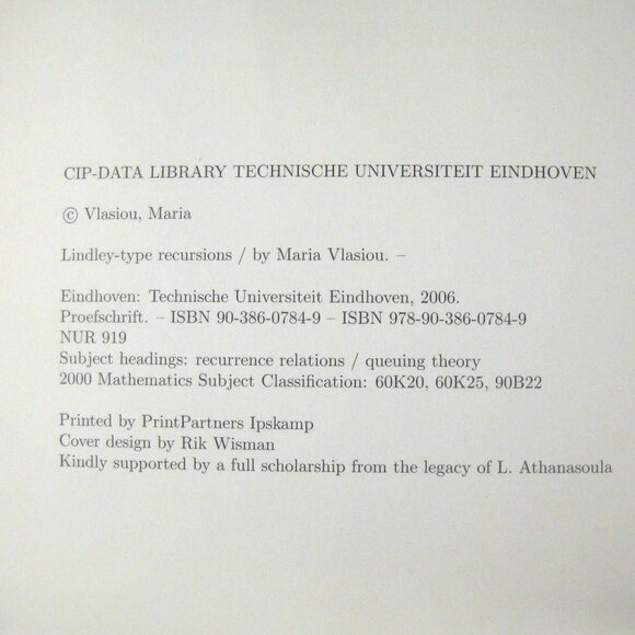 Lindley-Type Recursions by Maria Vlasiou Paperback 2006 - Picture 3 of 6